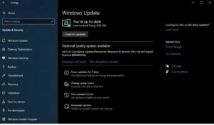 In the Windows Update menu, press Check for updates to scan for new updates that may be available for your PC
