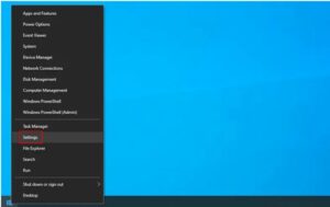 Right-click the Windows 10 Start button and go to Settings