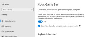 Deactivate the Xbox Game Bar setting