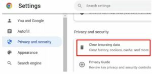 Select the option for Privacy and security